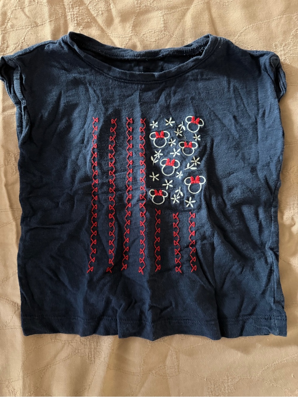 GAP Navy Short-Sleeve Tee with Red & White Embroidered Flag